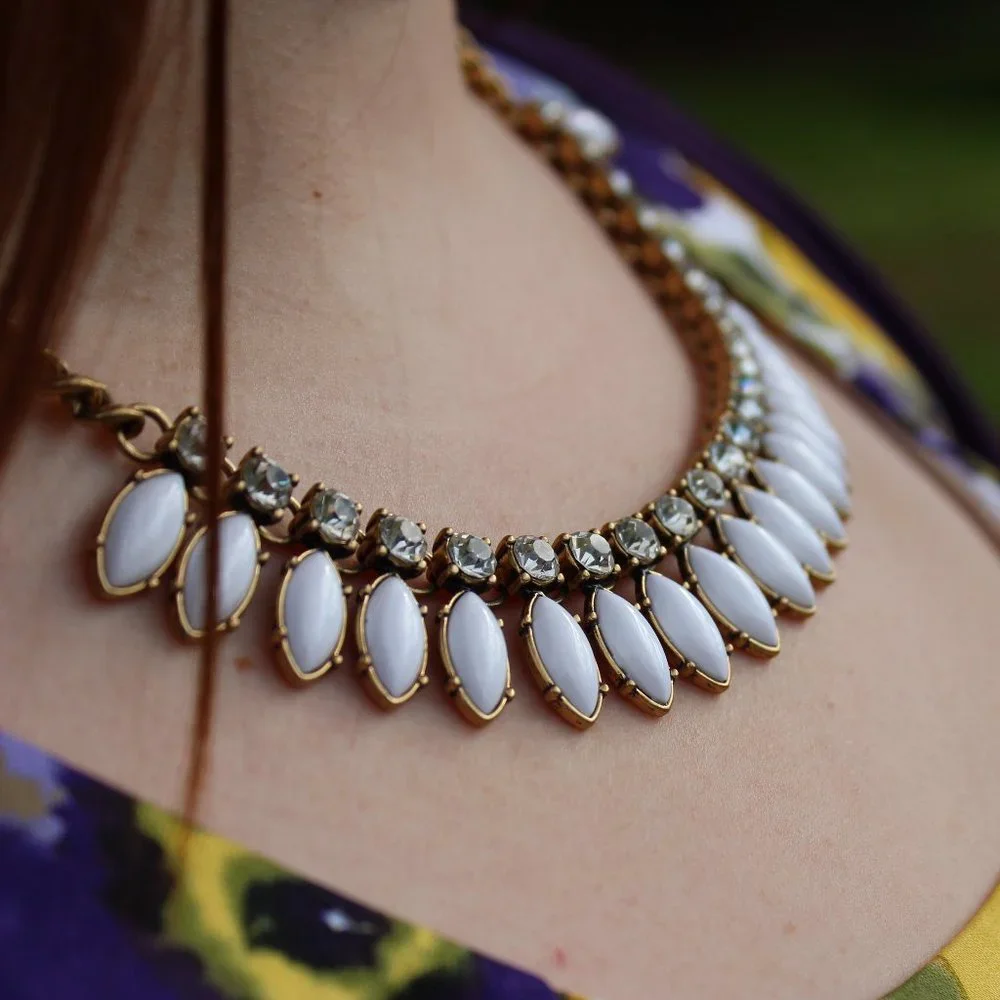 J. Crew Sunflower Statement Necklace in White